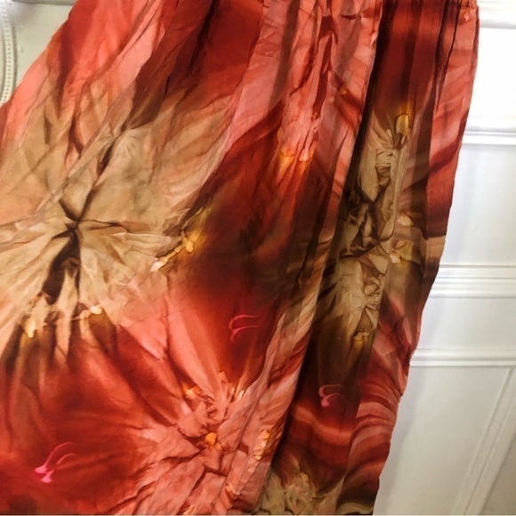 Boho Festival TIE Dye Ruched Beach Midi Dress Medium - Picture 6 of 9